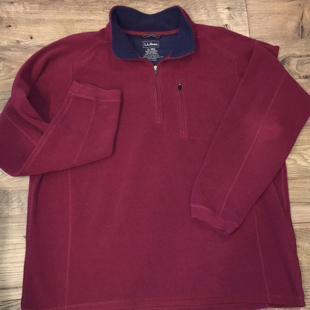 L L Bean Red Thermal Fleece hiking sweater jacket